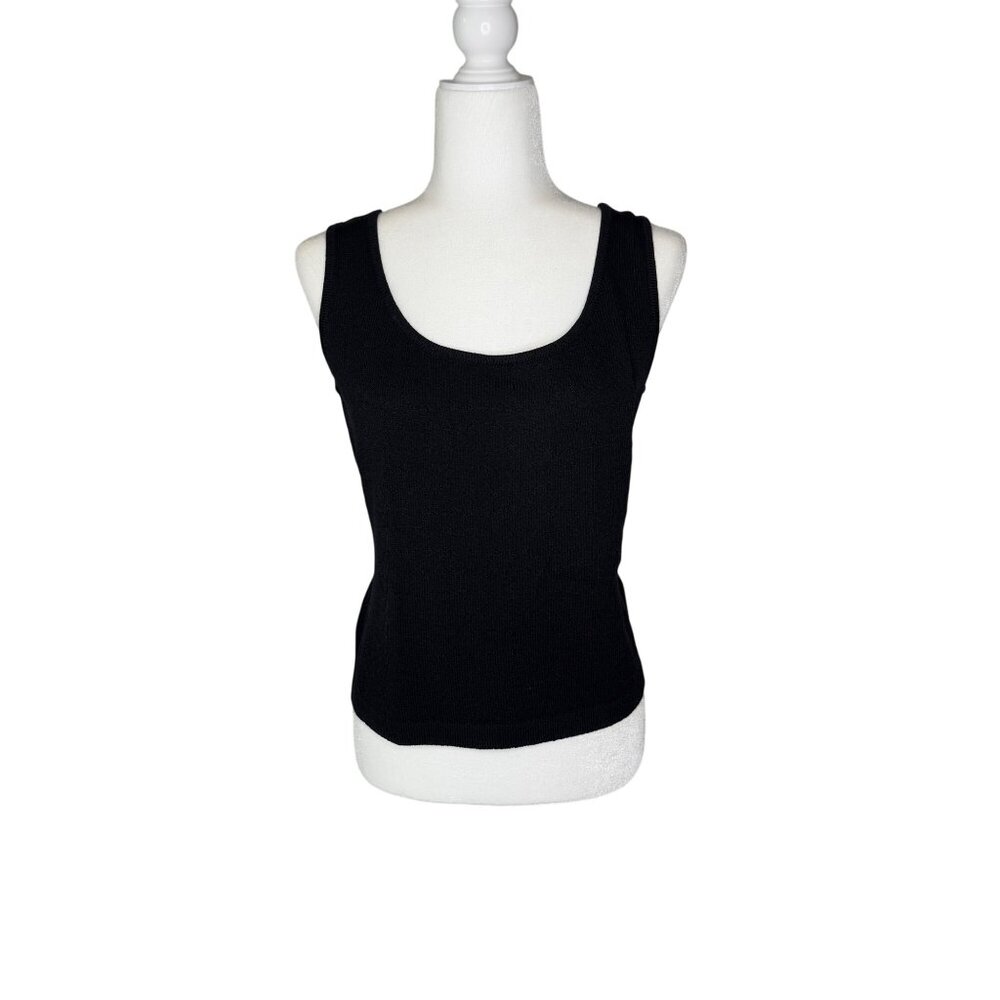 Vintage St John Black Sleeveless‎ Underlay Beautiful Santana Knit Top Medium NWT